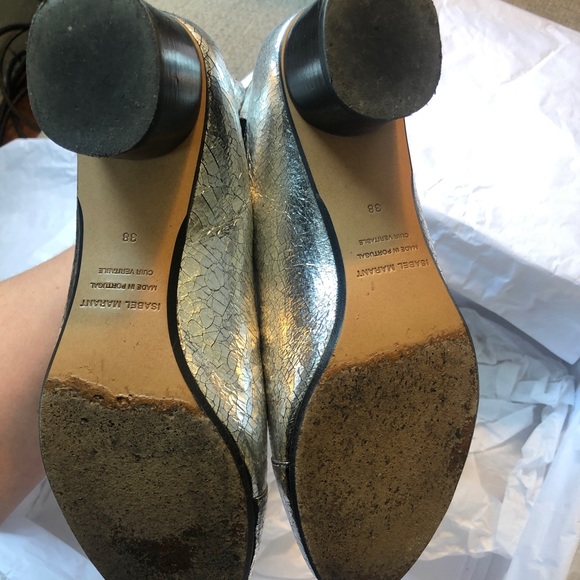 Isabel Marant Danelya Chelsea Boots in Cracked Metallic Silver FRSize 38 US 7 - Picture 7 of 7